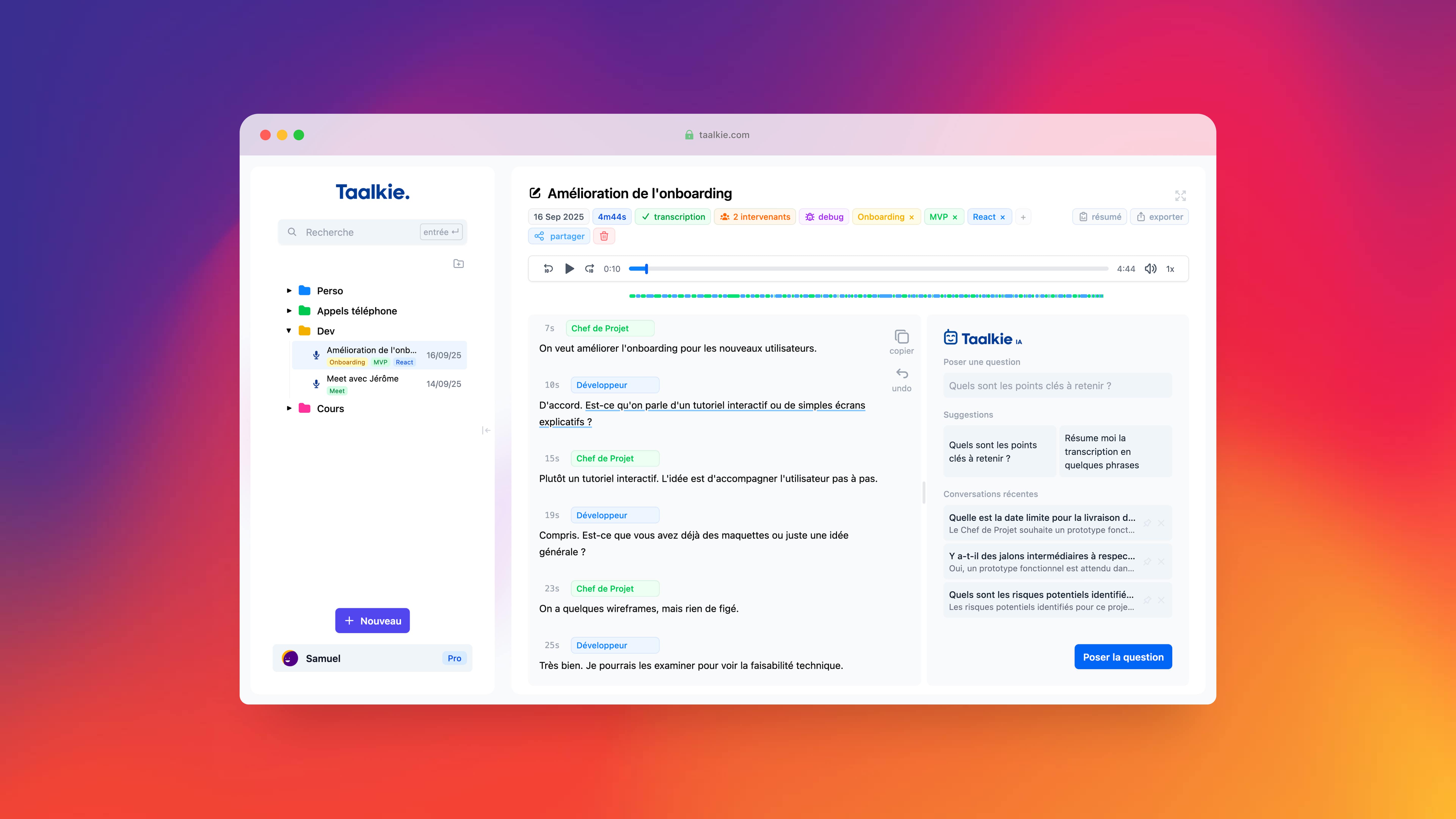 Taalkie web app screenshot